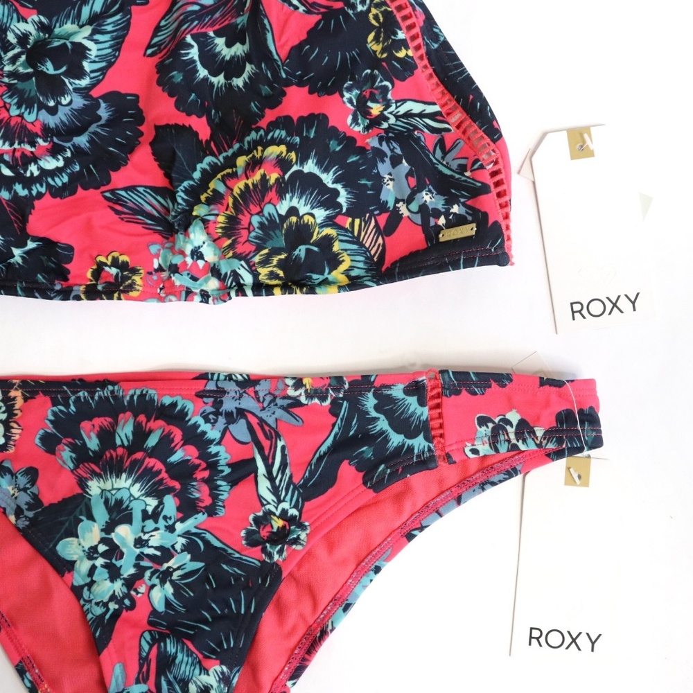 Roxy Salty High Neck Surfer Bikini Swimsuit L - Picture 2 of 7